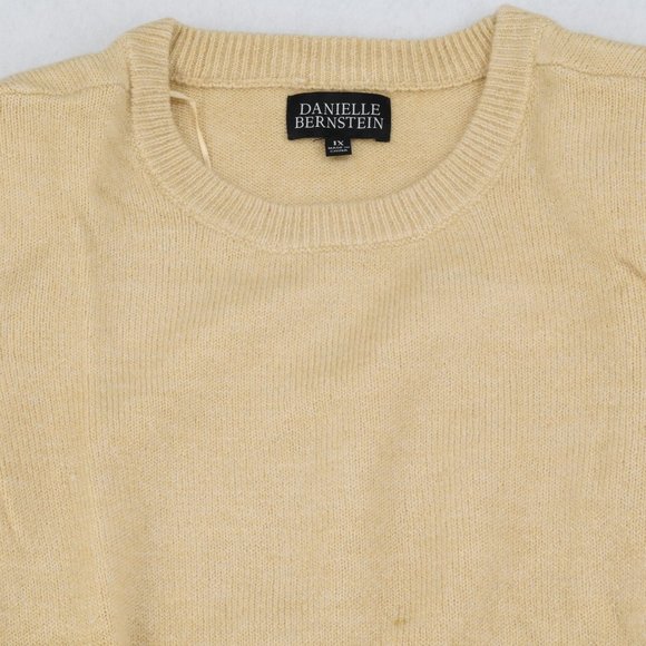 Danielle Bernstein Sweater Women Plus Crew Neck Long Sleeve Knit Pullover Tan 1X - Picture 3 of 7